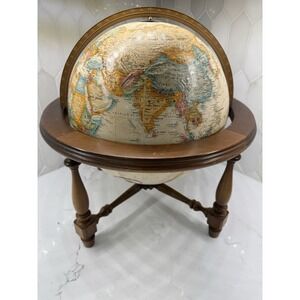 Vintage Replogle Raised Topography 12" Globe W/ Wooden Stand